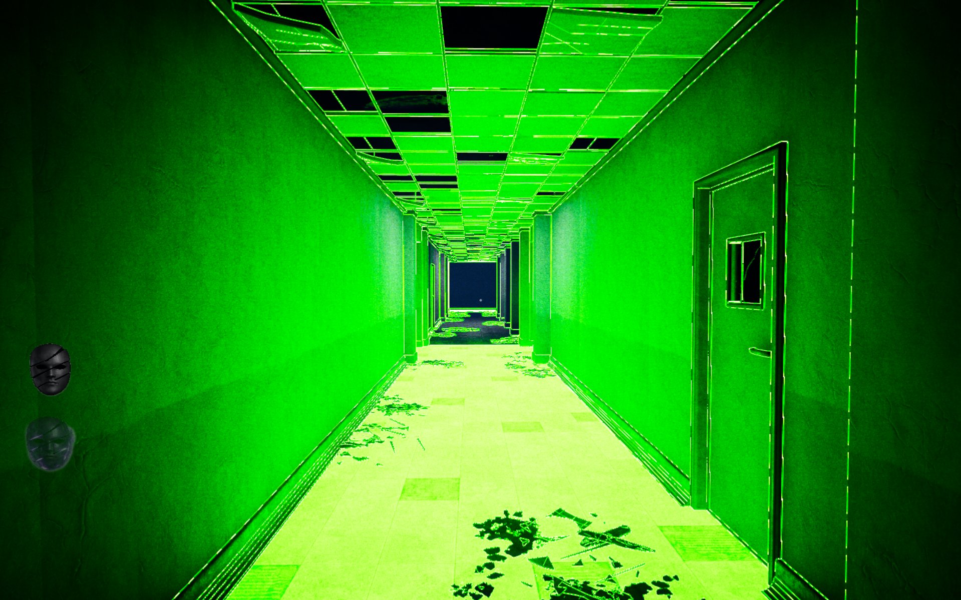 The Guidance Mask view, the maze rendered in high contrast